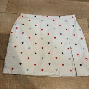 Crown & Ivy Womens White Star-Print Skort Size 12 Red Blue Stars Cotton Blend